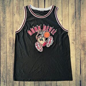 Taz Looney Tunes Vintage Jersey T Shirt 1990's Tasmanian Devil Dunk Basketball